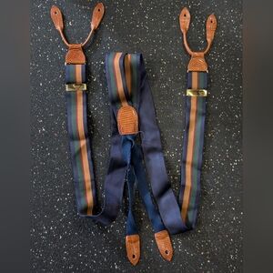 Cole Haan Vintage Suspenders Braces 2674 Blue Green Tan Maroon Striped